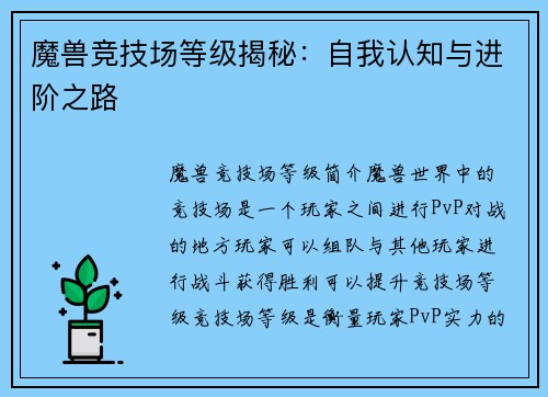 魔兽竞技场等级揭秘：自我认知与进阶之路